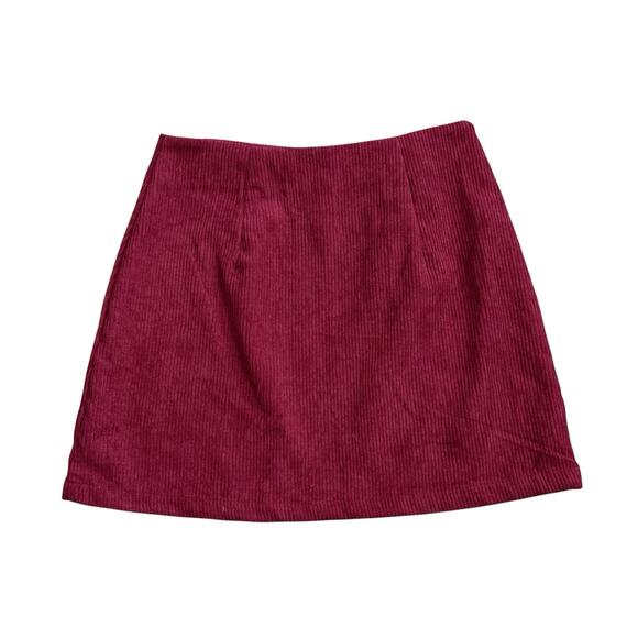 Shein Red Side Zip Corduroy Mini Skirt Size Small - Picture 2 of 5